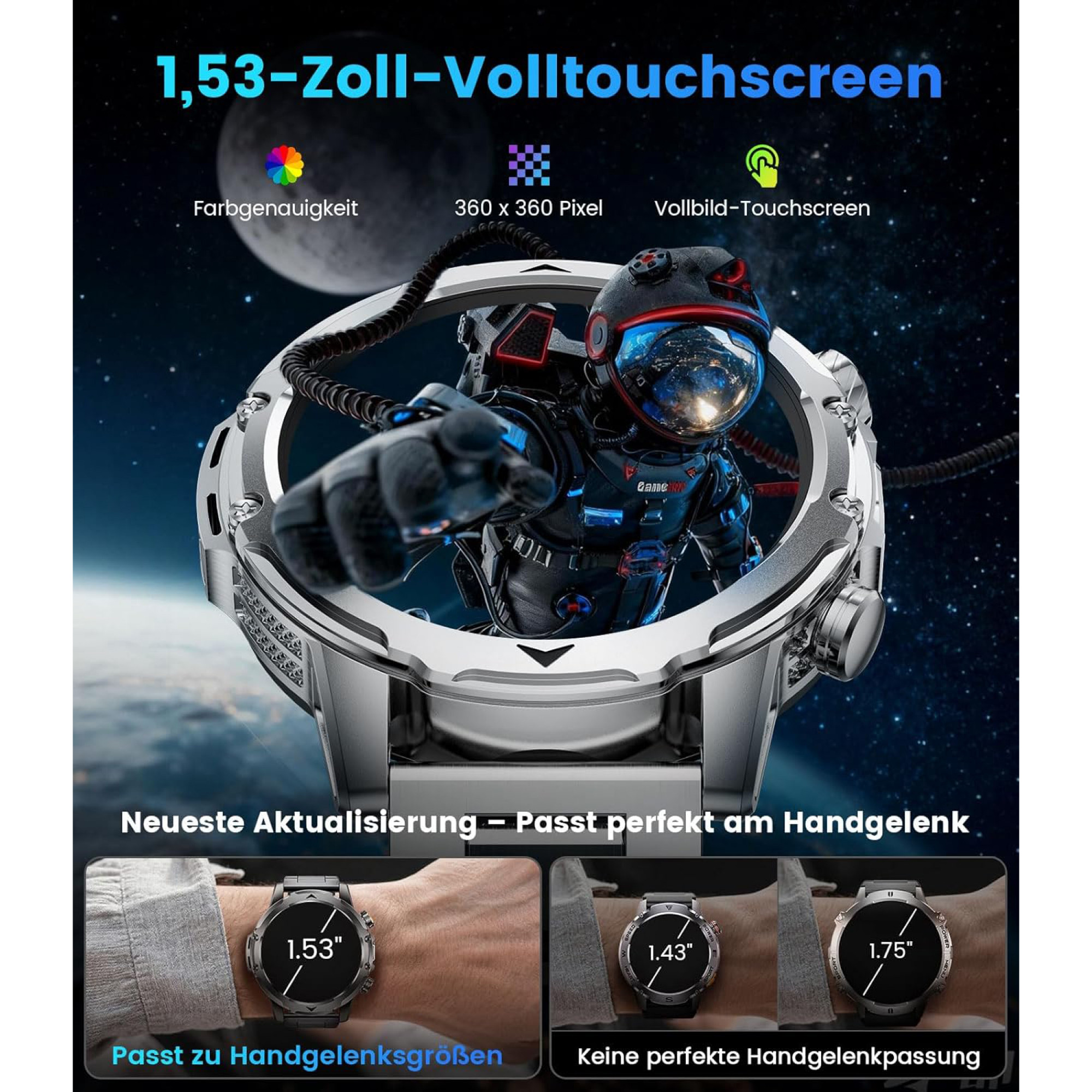 Чоловічий смарт-годинник FITFLEX HD AMOLED